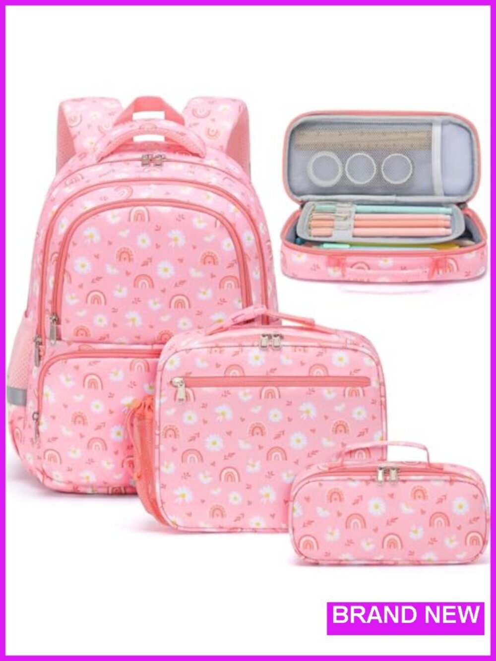 Kids Backpack Set with Lunch Box & Pencil Case, Waterproof, 3-Piece